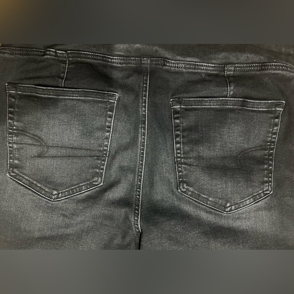 GUC American Eagle SZ XL black high rise stretch flare leg jegging/waist 33”-38” - Picture 3 of 7